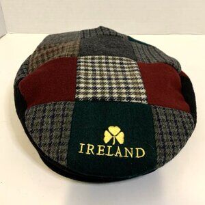 Ireland Patchwork Newsboy Cap Snap Brim Irish Blessing Wool Blend Hat ☘️